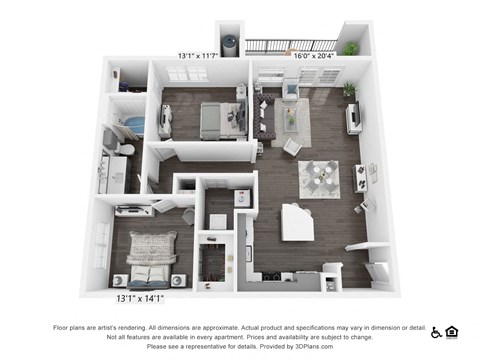 B1 Floor Plan at 3500 Westlake Apartments, Texas